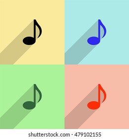 Audio vector icon - colored set with  long shadow