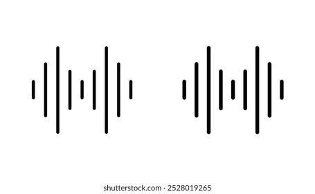 Audio vector icon set in black and white color.