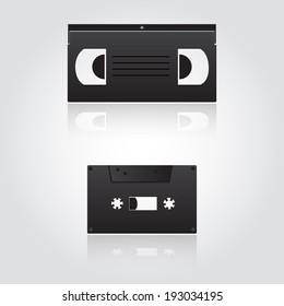 audio and video cassette symbols eps10