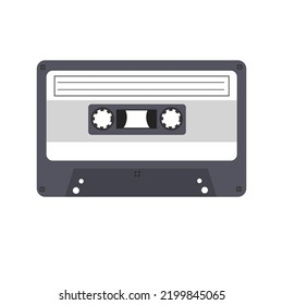 Audio Or Video Cassette Tape.Stereo DJ.Music Record.Old Music Techonolgy.80s Disco.Motivation Mix.Vintage Object.Sign, Symbol, Icon Or Logo Isolated.Flat Design.Clipart.Cartoon Vector Illustration.