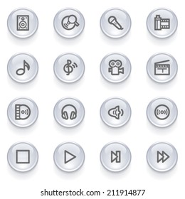 Audio video contour icons on glossy buttons.