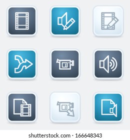 Audio video edit  web icon set, square buttons
