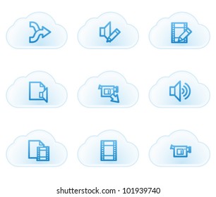 Audio video edit  web icons, cloud buttons