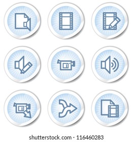 Audio-Video-Editing-Web-Symbole, hellblaue Aufkleber
