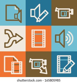Iconos web de edición de vídeo de audio, serie vintage
