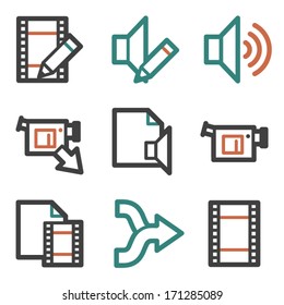 Audio video edit web icons, contour series