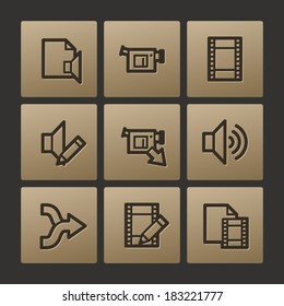 Audio video edit web icons, buttons set