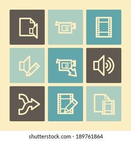Audio video edit web icons, buttons set