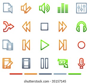 Audio video edit web icons, colour symbols series