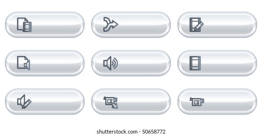 Audio video edit web icons, white  buttons with copyspace