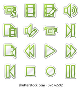 Audio video edit web icons, green sticker series