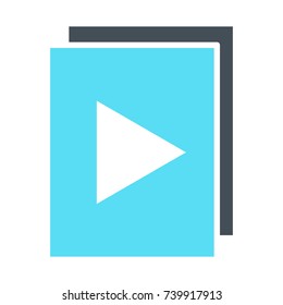 Audio or video files with play button silhouette icon. 96x96 for Web Graphics and Apps.  Simple Minimal Pictogram. Vector
