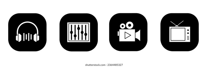 Audio and video icon in flat. A audio and video design. Stock vector.