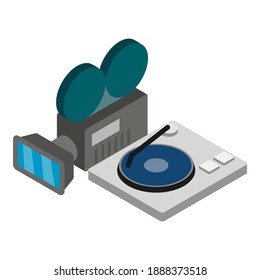 Audio video icon. Isometric illustration of audio video vector icon for web