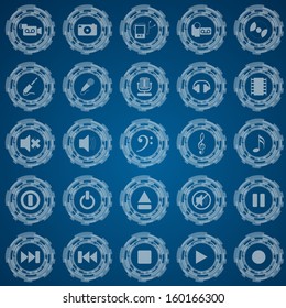 audio and video icon set. EPS 10 vector illustration with transparency.