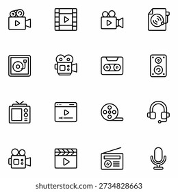 Audio Video Icon Set for Media Player, Streaming, and Multimedia Apps
