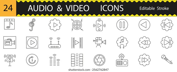 audio and video icons, edit strokes