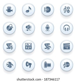 Audio Video Icons On Blue Buttons.