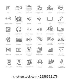 Audio Video Icons Pack. Vector icons