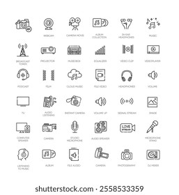 Audio Video Icons Pack. Vector icons