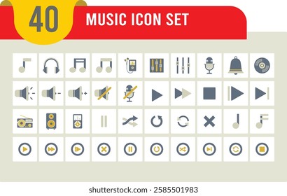 Audio Video Icons Set. music, sound and cinema, video multimedia symbols interface Simple vector illustration, suitable icons for ui design apps and websites