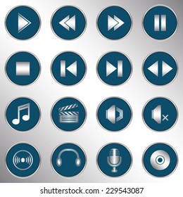 Audio video icons. Vector buttons        