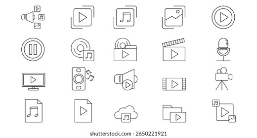 Video Icono de audio y línea 