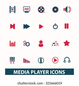audio, video media player icons