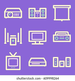 Audio video moble icons, sound and cinema signs.