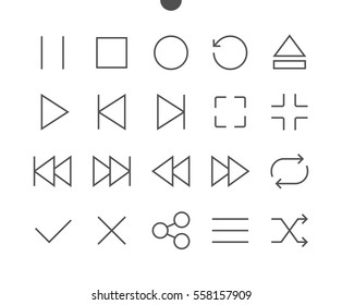 Audio Video Pixel Perfect Well-crafted Vector Thin Line Icons 48x48 Ready for 24x24 Grid for Web Graphics and Apps with Editable Stroke. Simple Minimal Pictogram Part 1-5