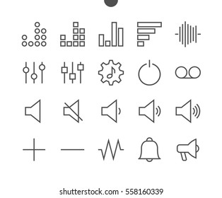 Audio Video Pixel Perfect gut gestaltete Vector Thin Line Icons 48x48 Bereit für 24x24 Grid für Web Graphics und Apps mit bearbeitbarem Stroke. Einfaches Minimal-Piktogramm Teil 2-5