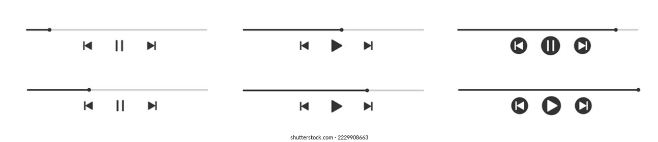 Audio or video player bars. Vector illustration