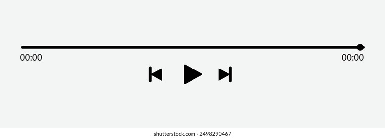 audio or video player progress loading bars with time slider, play and pause, rewind and fast forward buttons. Templates of media player playback panel interface. Vector illustration. Eps file 39.