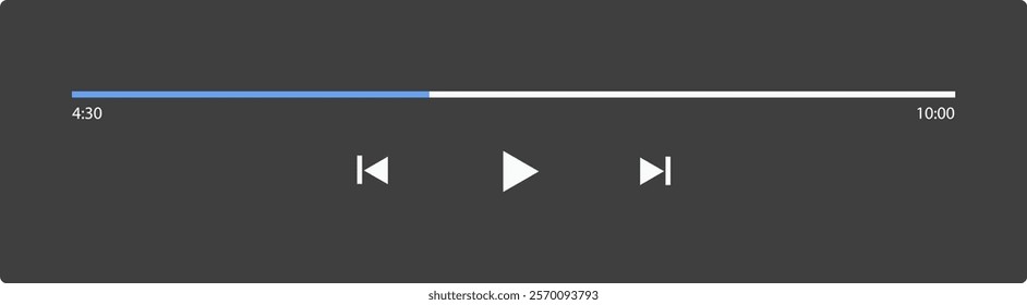 audio or video player progress loading bars with time slider,  Audio Player Bar Set Vector Design on White Background.