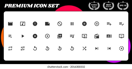 Conjunto de iconos de audio Video Premium Vector para interfaz de sitio web y dispositivo móvil