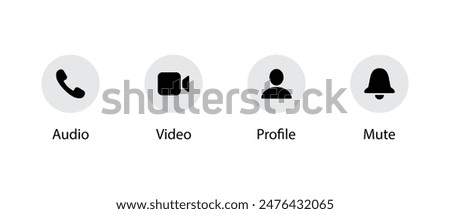 Audio, video, profile, and mute icon of social media