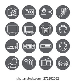 audio video tv equipment circle linear icon