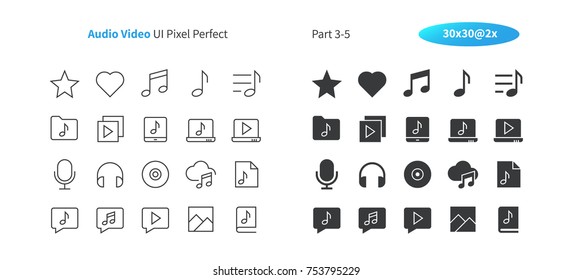 Audio Video UI Pixel Perfect Well-crafted Vector Thin Line And Solid Icons 30 2x Grid for Web Graphics and Apps. Simple Minimal Pictogram Part 3-5