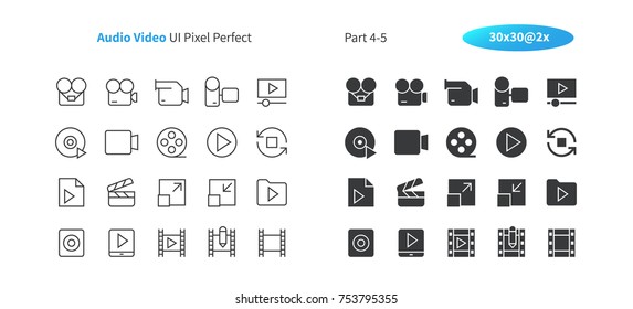 Audio Video UI Pixel Perfect Well-crafted Vector Thin Line And Solid Icons 30 2x Grid for Web Graphics and Apps. Simple Minimal Pictogram Part 4-5