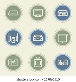 Audio video web icon set , vintage buttons