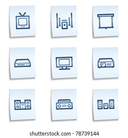 Audio video web icons,  blue notes