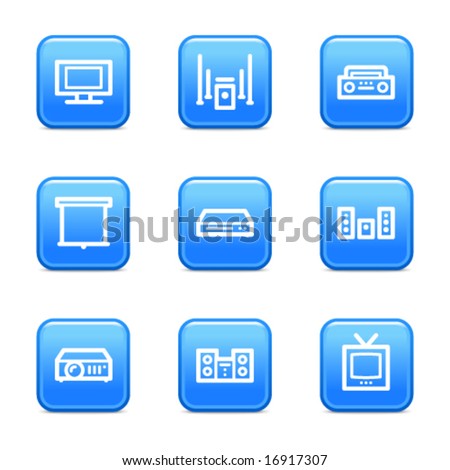 Audio video web icons, blue glossy buttons series