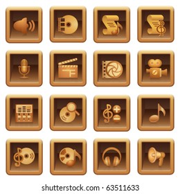 Audio video web icons. Brown series.