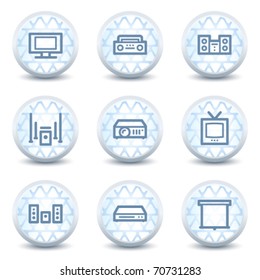 Audio video web icons,  glossy circle buttons