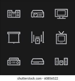 Audio-Video-Web-Symbole, grauer mobiler Stil