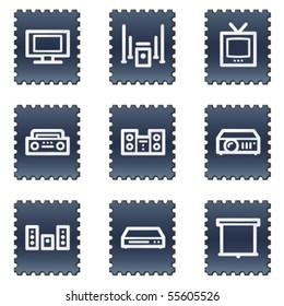 Audio video web icons, navy stamp series