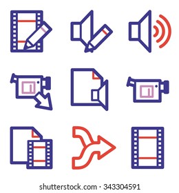 Audio-Video-Web-Symbole, Sound und Kino, Musik und Player, Stockvektorgrafik