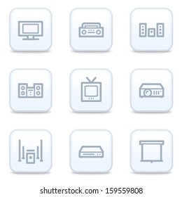 Iconos web de vídeo de audio, botones cuadrados