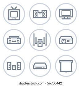 Audio video web icons, white circle series