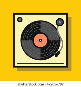 Audio vinyl player in flat style with shadow. Vector illustration